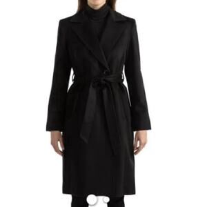 THE ROW Cashmere Belted Wrap Coat Black Sz 0 Quiet Luxury Designer USA